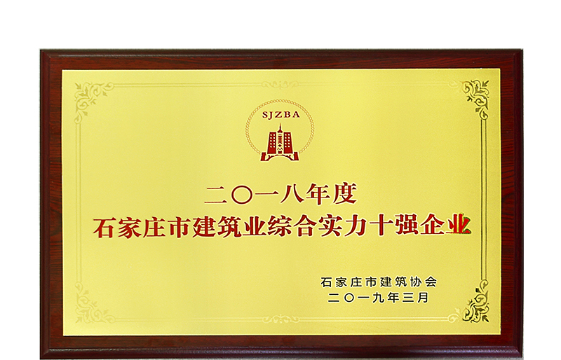 集團(tuán)公司再次榮獲石家莊市建筑業(yè)綜合實力十強企業(yè)